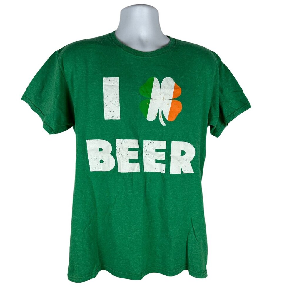 Wild Clover Mens Green "I Love Beer" Short Sleeved T-Shirt Size M